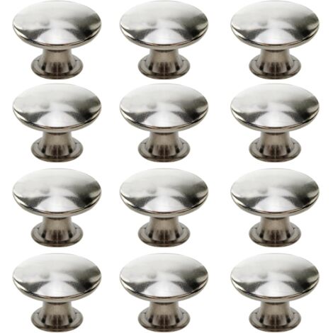Poignées de porte de tiroir rondes rétro, adaptées aux tiroirs, armoires et placards (12 pièces, argent)