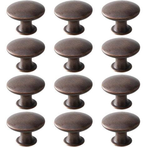 Poignées de porte de tiroir rondes rétro, adaptées aux tiroirs, armoires et placards (12 pièces, bronze rouge)