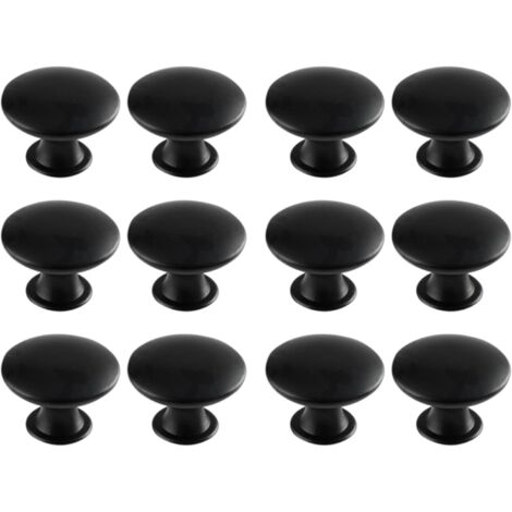 Poignées de porte de tiroir rondes rétro, adaptées aux tiroirs, armoires et placards (12 pièces, noir)