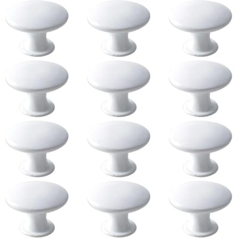 Poignées de porte de tiroir rondes rétro, adaptées aux tiroirs, armoires et placards (12 pièces, peintes en blanc)