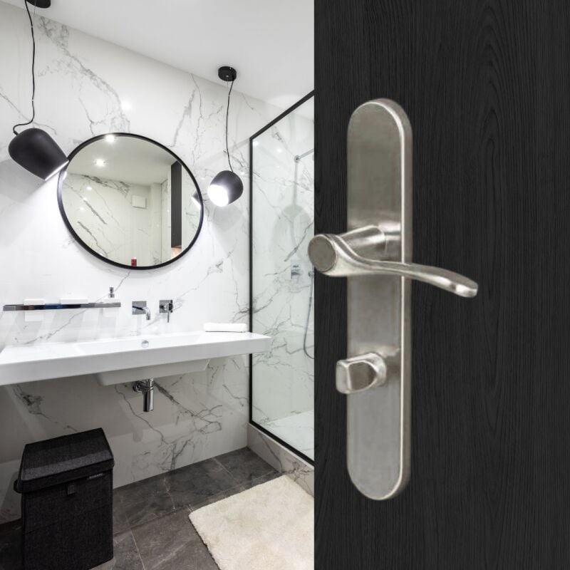 Easy K - Poignées de porte easy-k Ersa sans perçage Argent satiné 220X40 mm à condamnation