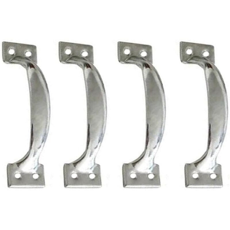 Poignées de porte en forme d'arc - pour armoires, portes, paravents, intérieur et extérieur - lot de 4, 10 cm, argent