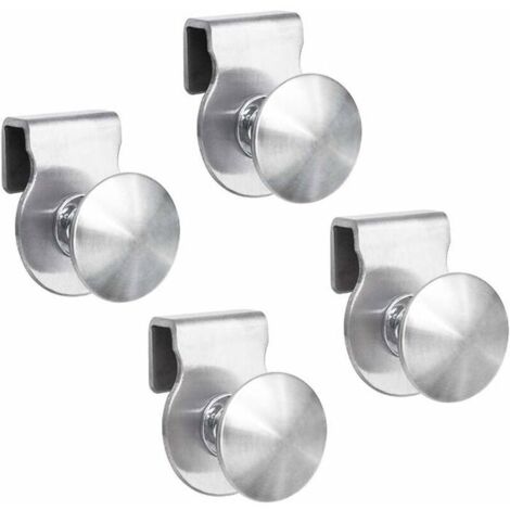 Poignées de porte en verre, lot de 4, acier inoxydable, sans perçage, convient aux portes de 5 à 8 mm