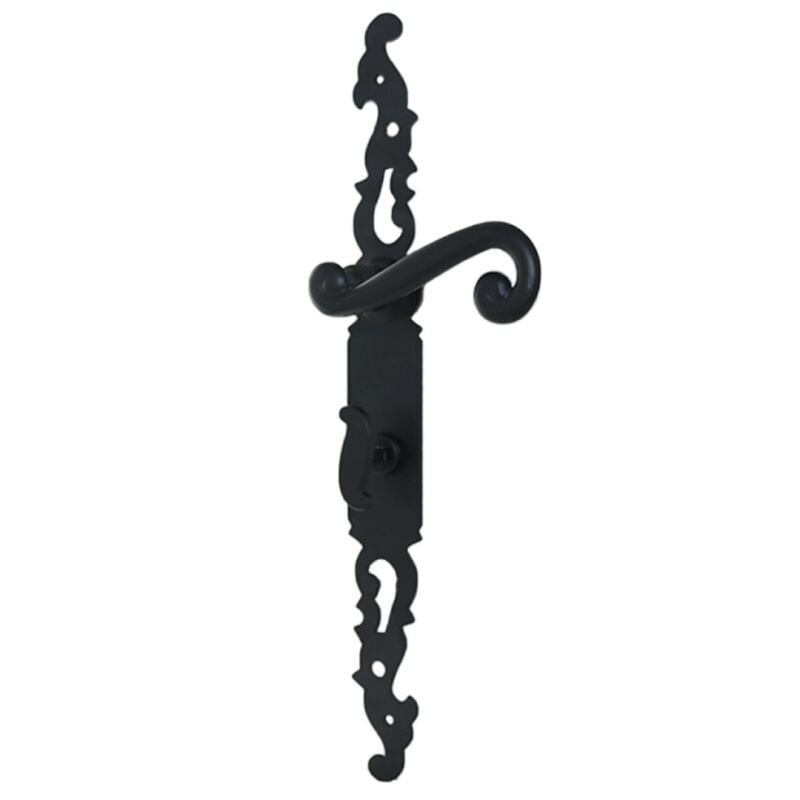 Secury-t - Poignées de porte fer forgé coq noir 330X36 mm à condamnation