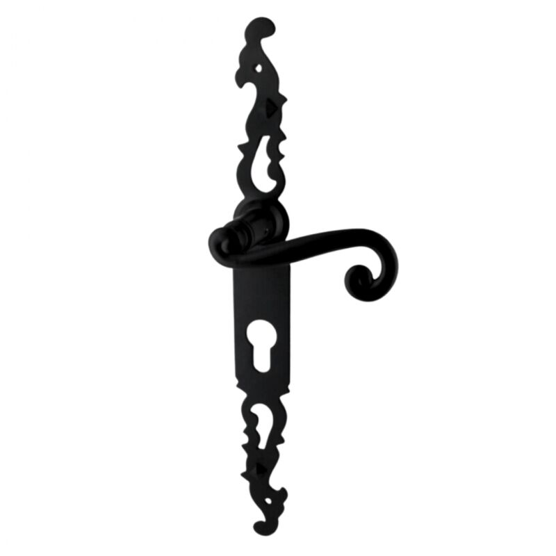 Secury-t - Poignées de porte fer forgé coq 330x36mm noir à saillie rehaussée Trou de cylindre i 330X36 mm