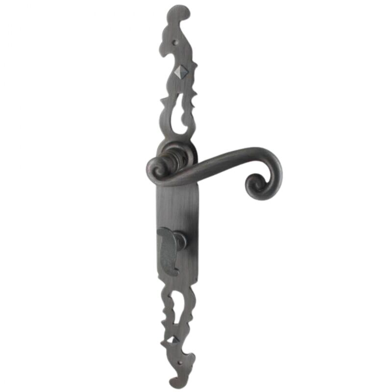 Secury-t - Poignées de porte fer forgé coq vieil argent 330X36 mm à condamnation