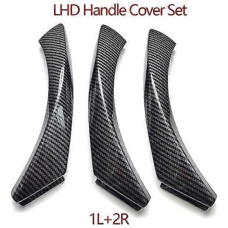 Poignées de porte intérieures en fibre de carbone pour BMW Série 3 E90 E91 316 318 320 325 328i (2004-2012) - Côté conducteur à gauche (LHD) - Kit de 3 pièces