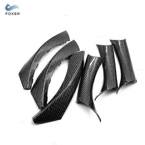 Poignées de porte intérieures style fibre de carbone pour BMW Série 3 E90 E91 318 320 325 (conduite à gauche)  Revêtements de poignées de porte en fibre de carbone