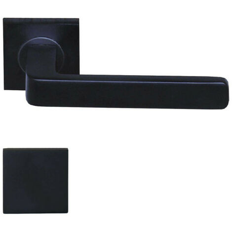 Poignées de porte modèle Soho avec rosaces carrées borgnes - aluminium anodisé noir x2