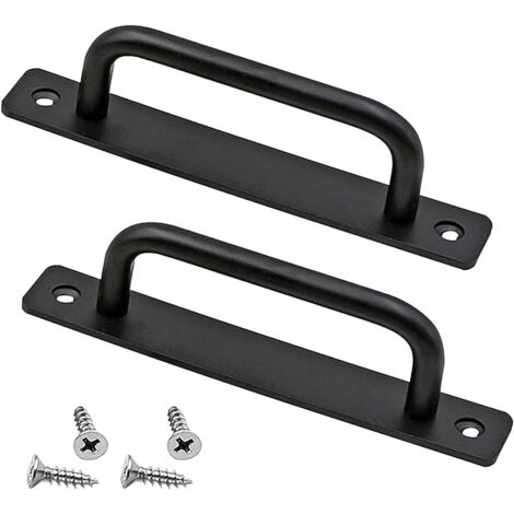 Poignées de porte, poignées de porte de grange robustes en 2 pièces, poignées de porte coulissantes, poignées de porte à pousser avec plaque arrière, poignée d'accoudoir de meuble en aluminium
