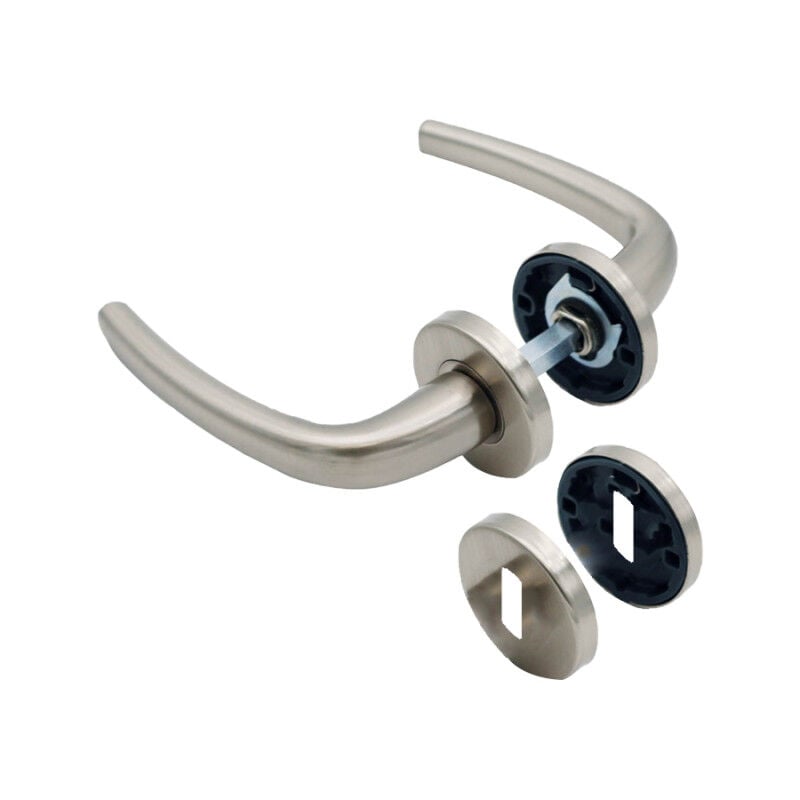 Poignées de Porte, Rosace Nickel, Carré 7, Fermeture par Clé L, Fabrication Française