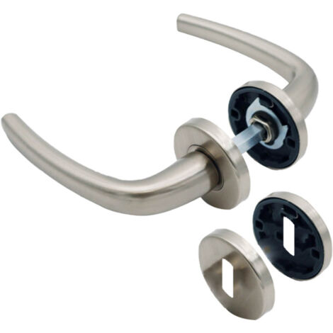 Poignées de Porte, Rosace Nickel, Carré 7, Fermeture par Clé L, Fabrication Française