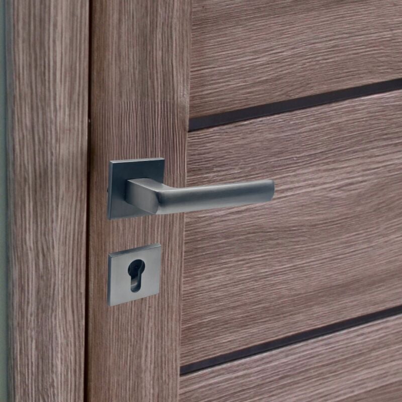Secury-t - Poignées de porte sur rosace canon de fusil / anthracite carré - Modèle Fabrizia Trou de cylindre i