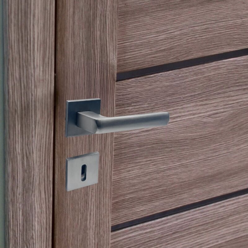 Secury-t - Poignées de porte sur rosace canon de fusil / anthracite carré - Modèle Fabrizia Trou de clé l