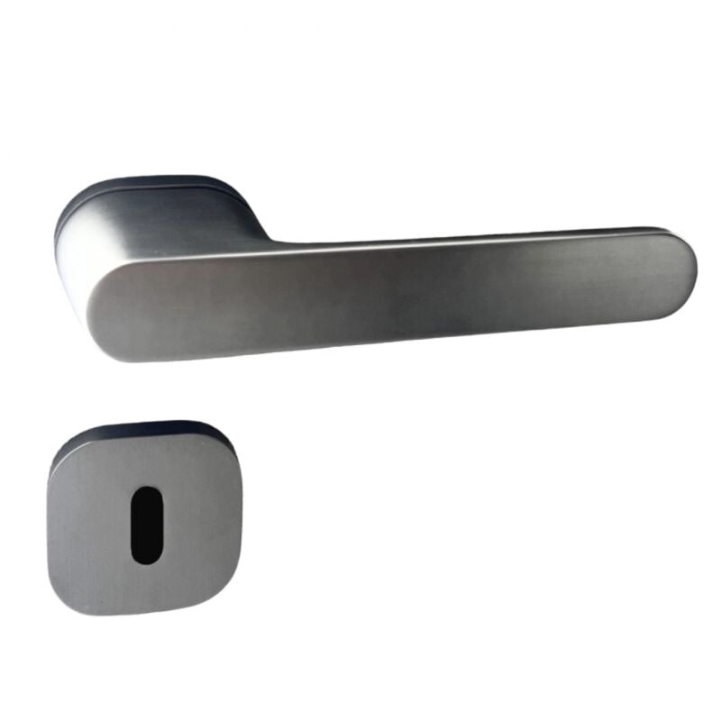 Secury-t - Poignées de porte sur rosace oblongue Canon de fusil / Gris anthracite - Modèle Marina Trou de clé l