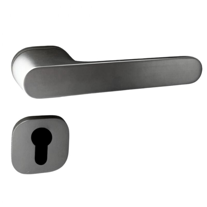 Poignées de porte sur rosace oblongue Canon de fusil / Gris anthracite - Modèle Marina Trou de cylindre i - SECURY-T