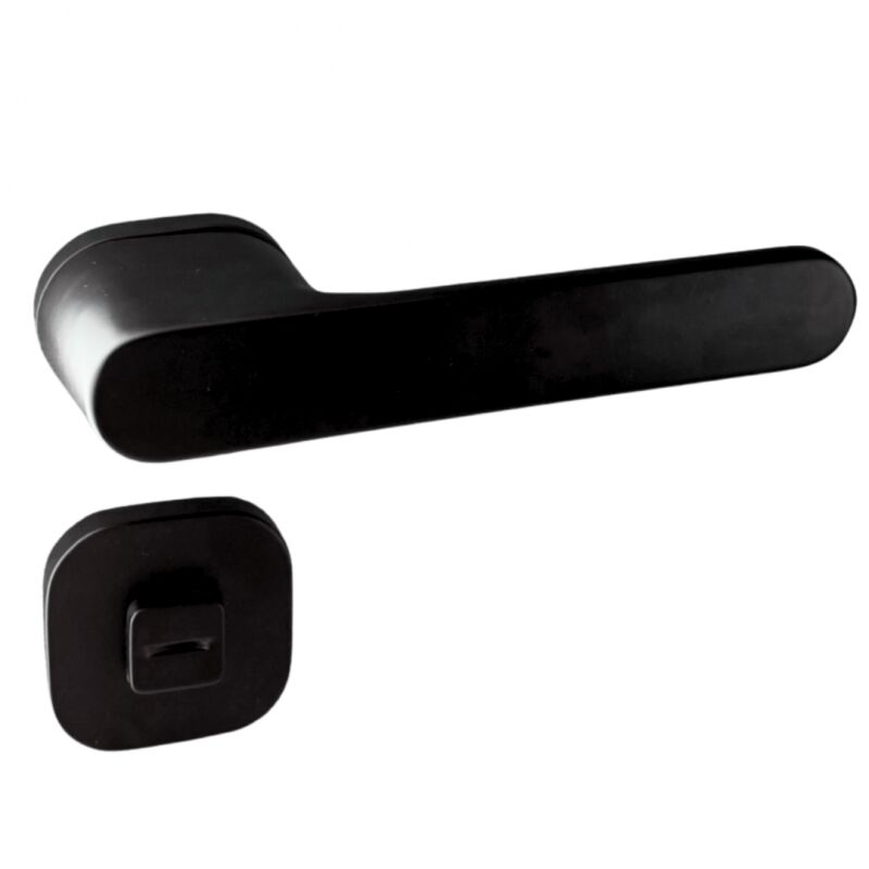 Poignées de porte sur rosace oblongue noir mat - Modèle Marina à condamnation Secury-t