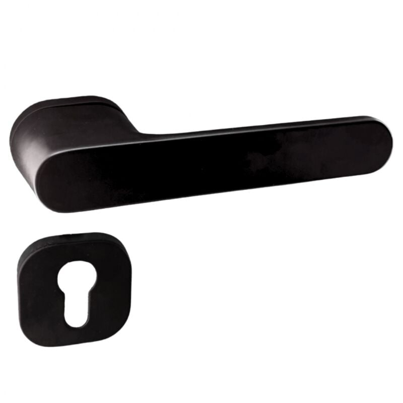 Poignées de porte sur rosace oblongue noir mat - Modèle Marina Trou de cylindre i Secury-t