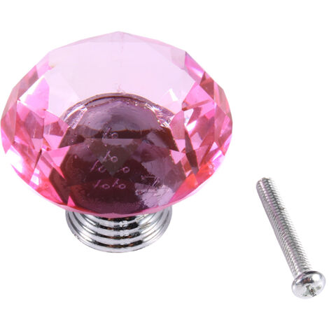 Poignées de porte, tiroir et placard en verre cristal rose 8 x 40 mm (neuves)