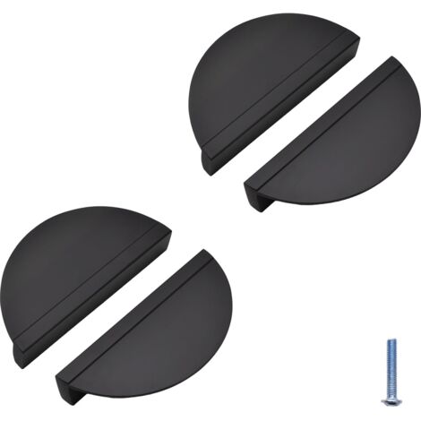 Poignées de tiroir demi-lune, 4PCS Alliage d'aluminium Poignées d'armoire Boutons semi-circulaires Boutons de porte décoratifs, Noir