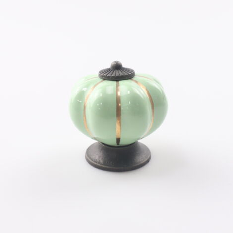 Poignées de tiroir en céramique, poignées de meubles en forme de citrouille pour tiroirs et armoires de cuisine(Pomme verte)