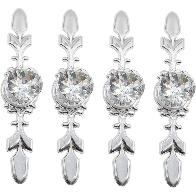 Poignées de tiroir en cristal 4 pièces, poignées en diamant en verre de style européen, poignées de porte de garde-robe transparentes à trou unique