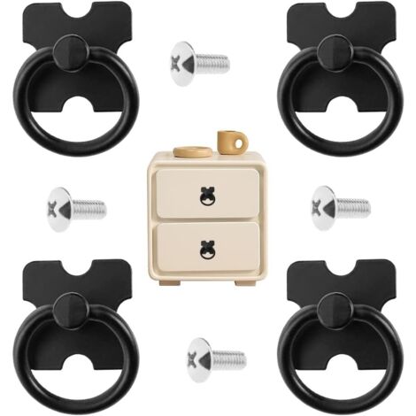Poignées de tiroir et anneau de traction, 4 PCS Boutons de tiroir vintage Poignées Poignées décoratives antiques Boutons de porte d'armoire Poignée monotrou en alliage pour armoire