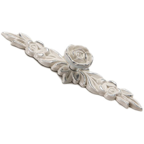 Poignées de tiroir Euro Rose, style vintage, exquises, en alliage de zinc, motif floral 3D, couleur ivoire avec bordure argentée, pour cuisine, chambre et salle de bain.