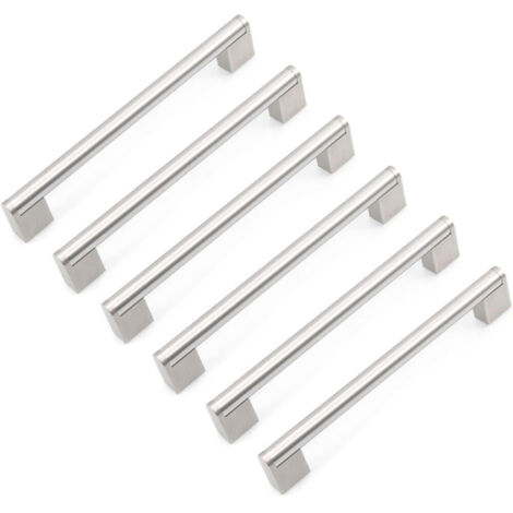 Poignées de tiroir européennes modernes - Entraxe de 224 mm - Idéales pour les armoires et meubles de cuisine - Brossées - Lot de 6