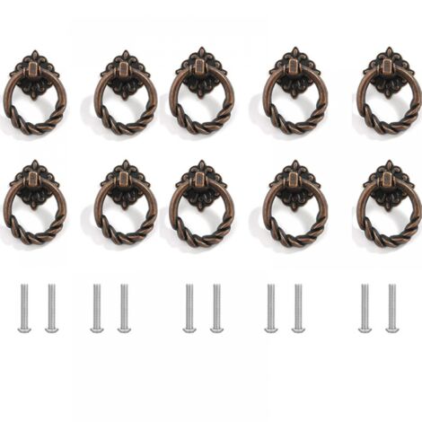Poignées de tiroir, lot de 10, bronze rouge, pour meubles de cuisine