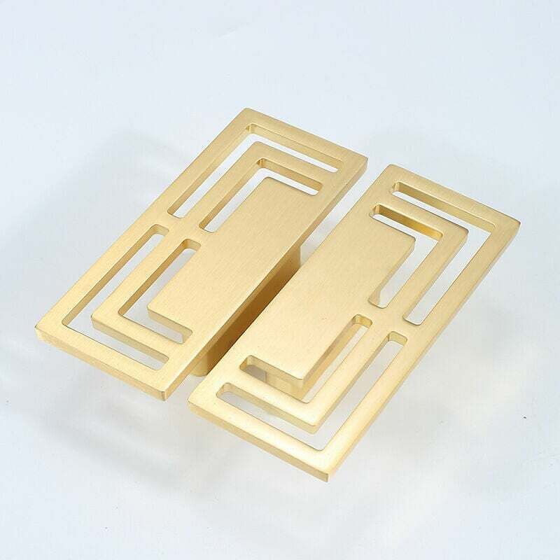 poignées de tiroir, poignées de placard élégantes en cuivre doré, motifs chinois modernes, à double trou, poignée（2pcs）