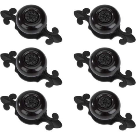 Poignées de tiroir rondes en métal noir vintage – Lot de 6 pièces avec vis pour meubles (armoire, bureau, table de chevet)