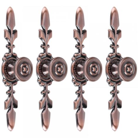 Poignées de tiroir style vintage – pour meubles, armoires, penderies, tiroirs – avec vis – Bronze rouge – 4 pièces