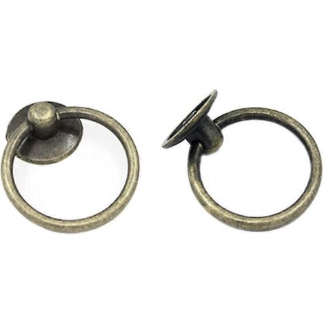 Poignées de tiroir vintage en forme d'anneau (lot de 6), boutons de porte de placard, poignées de tiroir antiques, poignées anneau pendantes, boutons de meubles anciens