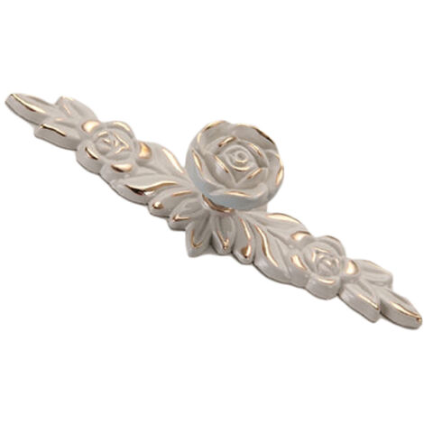 Poignées de tiroir vintage en zinc 3D motif fleur et feuille, finition or et ivoire, pour cuisine, salle de bain et chambre