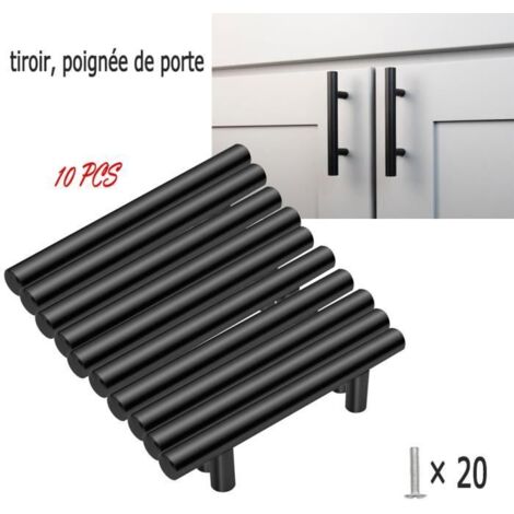 Poignées de tiroir - YWEI - Modèle Moderne - Acier inoxydable - Noir - Lot de 10 pièces