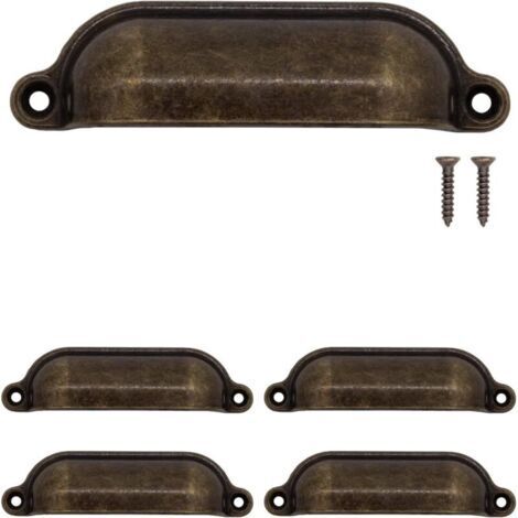 Poignées de tiroirs, poignées de meubles, fer, pour meubles, buffets, coffres, commodes vintage, bronze antique design rétro style maison de campagne, 100 x 26 mm, lot de 4