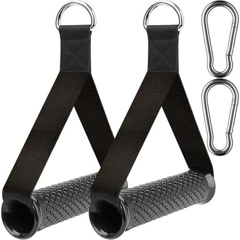 Poignées D'Exercice - Pour Machines À Câbles Et Bandes De Résistance - Anneaux En Acier Inoxydable D - Sangle En Nylon Renforcé - 2 Pièces