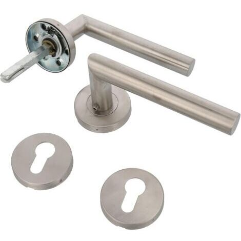 Poignées en acier inoxydable avec rosace – Design sobre carré de 8 mm – Pour portes intérieures, montage simple