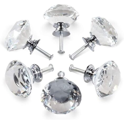 poignées en cristal, poignées de porte de tiroir/meuble en cristal diamant de 30 mm, poignées de porte de cuisine en verre, rangement