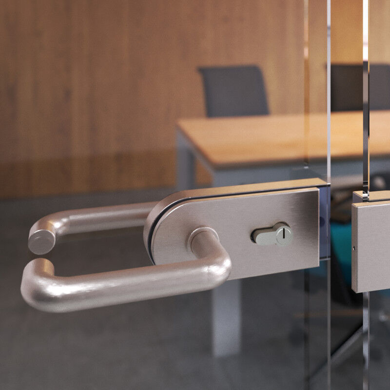 Emuca - 9173065 Poignées pour serrures de portes de verre pour intérieur, Modèle en u, acier inoxydable