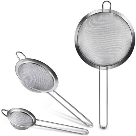 [Poignées Épaisses] 3PCS Passoire Professionnel égoutter des Pattes/Tamiser Farine Riz Maillage Fin pour Cuisine,Trois Passoires de