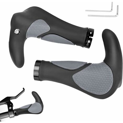 Poignées Guidon Vélo,Poignées de Guidon de vélo Ergonomique Caoutchouc Antidérapant Poignées de Vélo Ergonomique Poignées de Guidon avec Double Verrouillages,22.2mm de Guidon Vélo VTT/Bicyclette