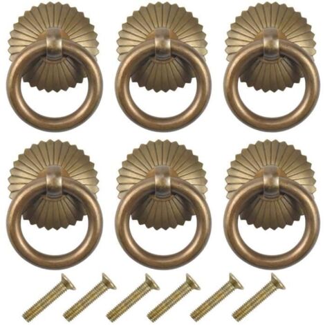 Poignées Meubles - Vintage - Cuivre - 30mm - Lot de 6 - Modèle Anneau