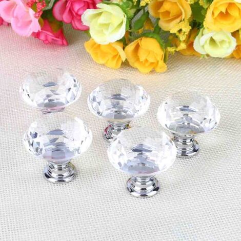 [Poignées pour cabinets et tiroirs] + 10 pièces + en cristal transparent + 30mm