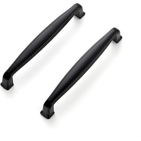 Poignées pour meubles de cuisine - conviennent aux armoires, meubles de salle de bain, etc. - Lot de 10, noir mat, longueur 10,5 cm