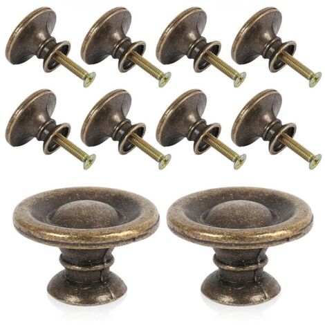 Poignées vintage pour meubles, tiroirs et portes, boutons en fer et laiton antique, lot de 10.