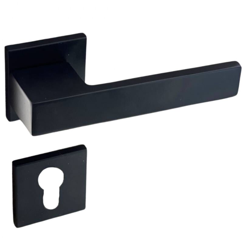 Secury-t - Poignées de porte sur rosace noir mat - Modèle Mathilda Trou de cylindre i
