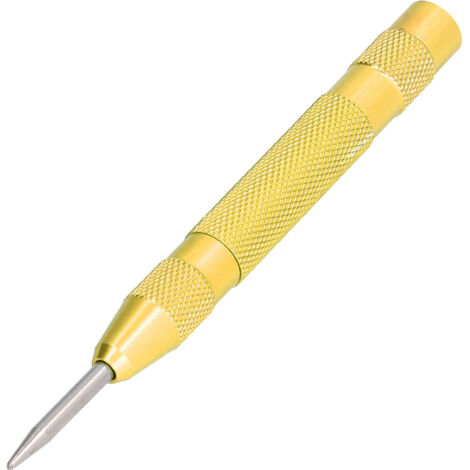 Poinçon de centrage automatique en acier trempé, pointe interchangeable, réglage de pression pour perçage précis - Jaune