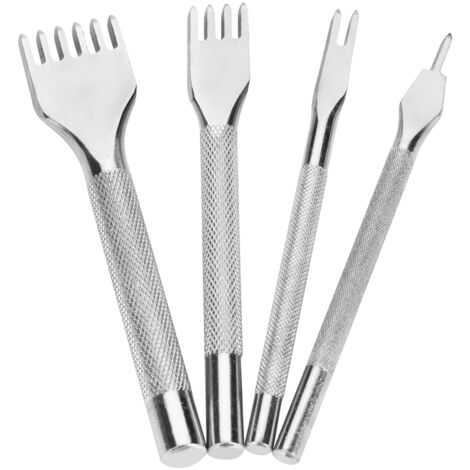 Poinçon de perçage en cuir avec 4 dents, kit de 4 outils de couture pour travail du cuir et réparation.